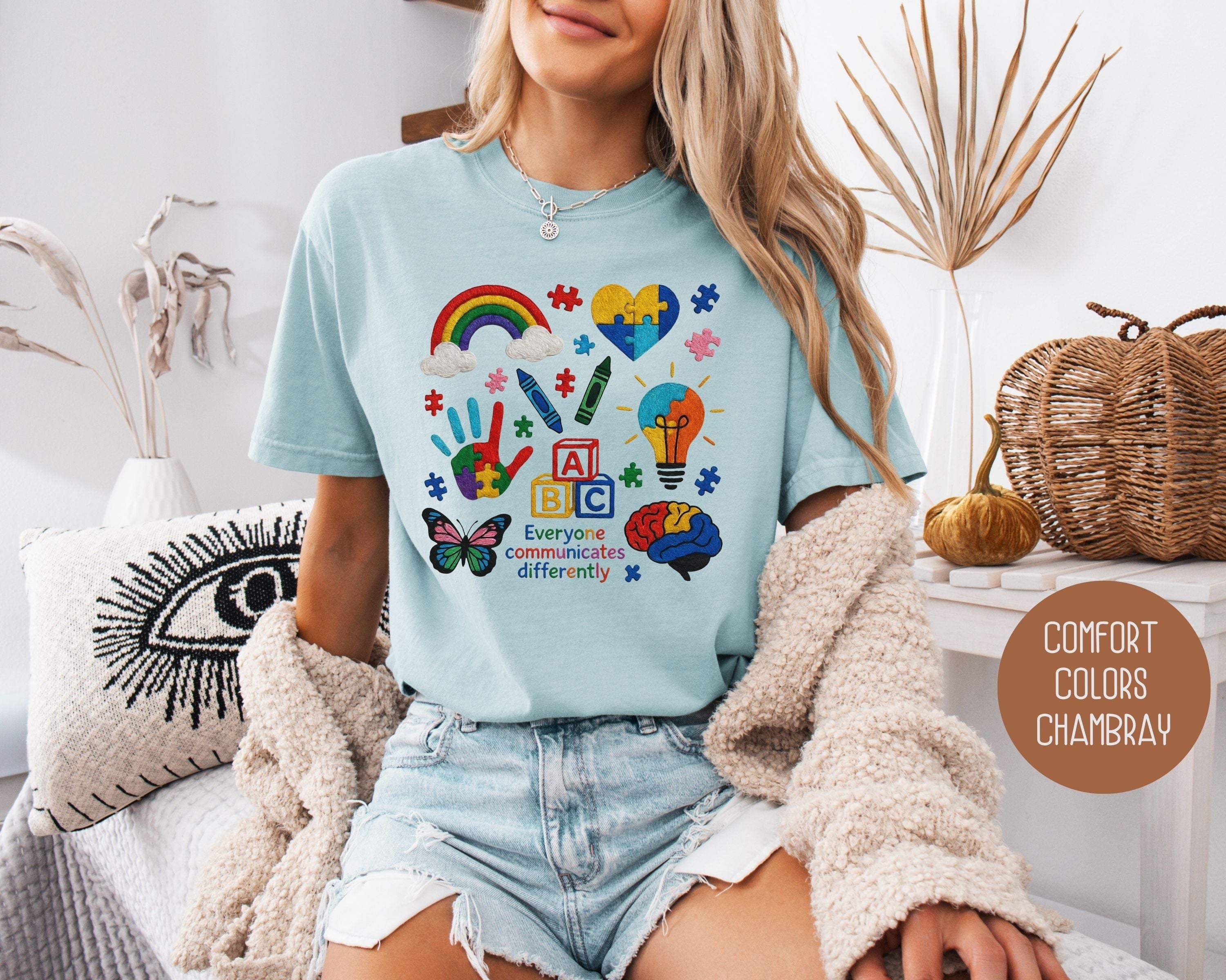 Autism Everyone Communicates Differently Comfort Colors Shirt