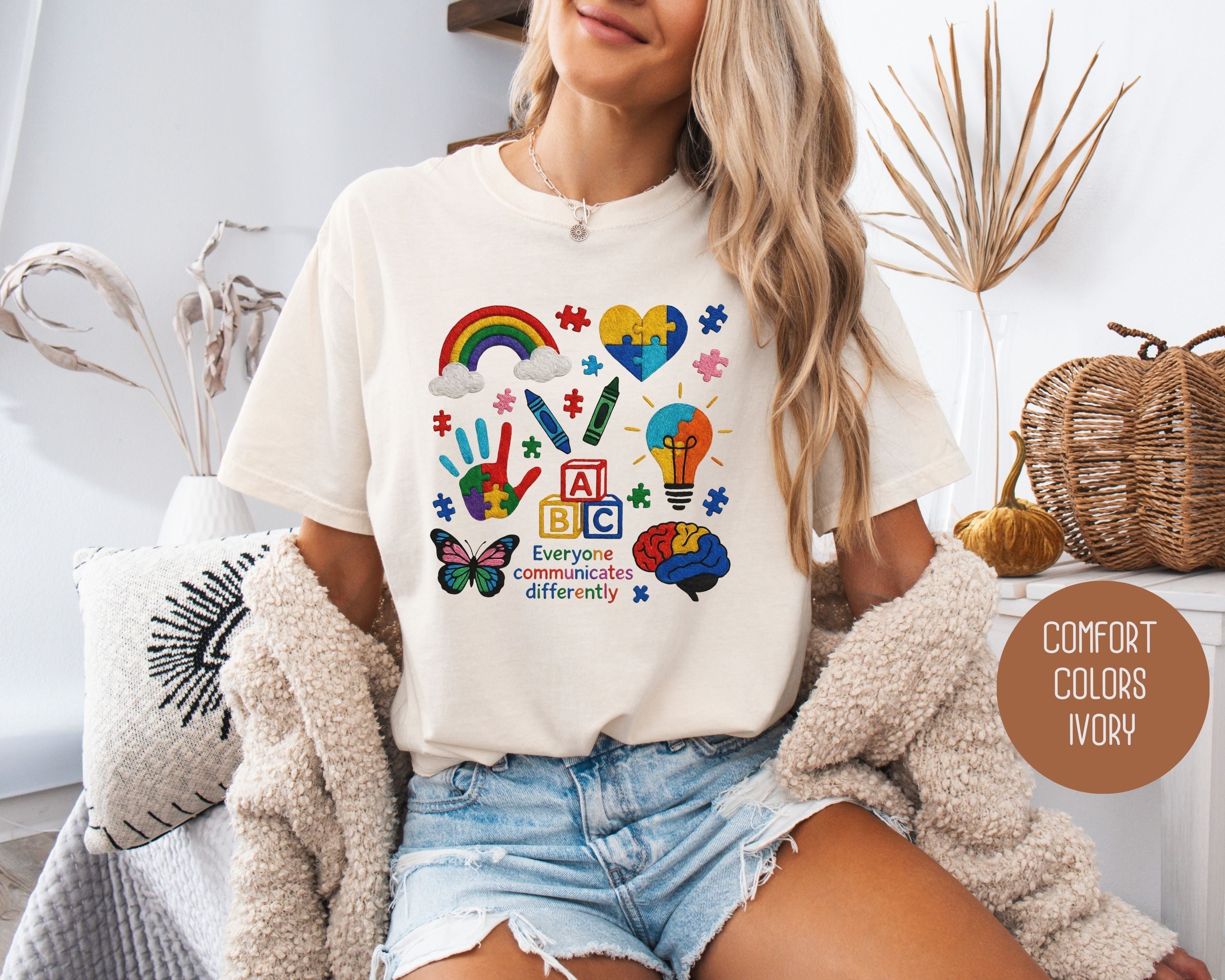 Autism Everyone Communicates Differently Comfort Colors Shirt