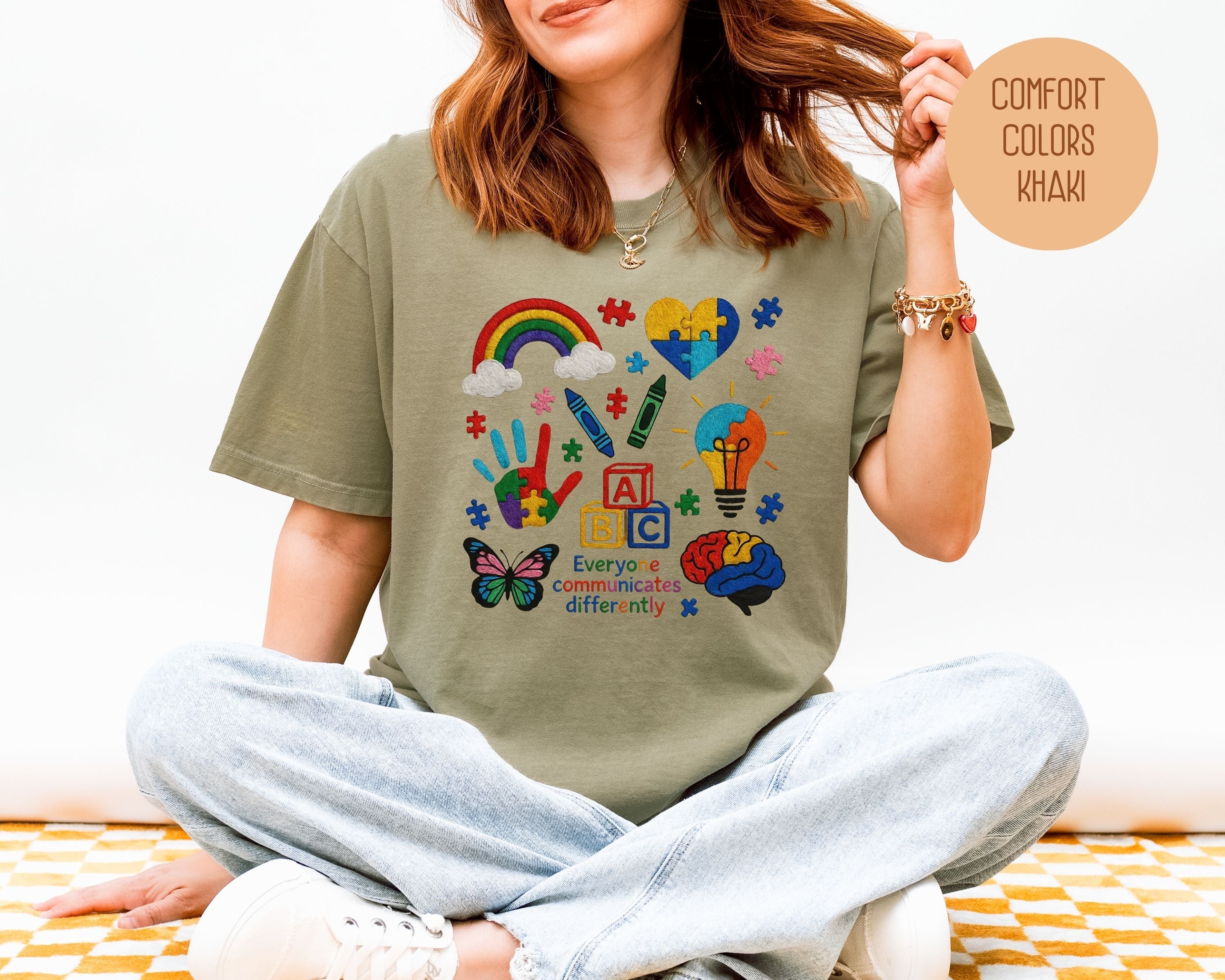 Autism Everyone Communicates Differently Comfort Colors Shirt