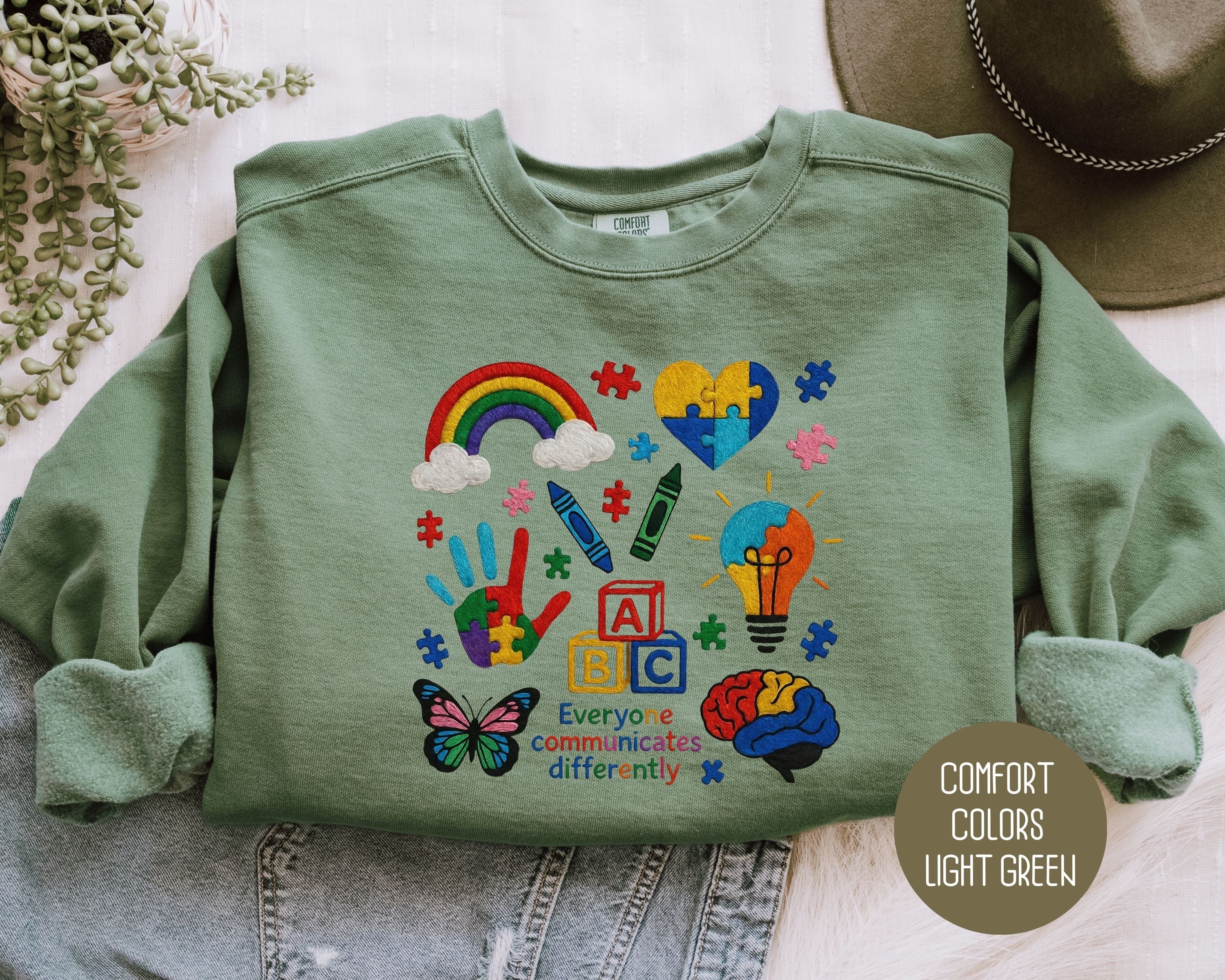 Autism Everyone Communicates Differently Comfort Colors Sweatshirt