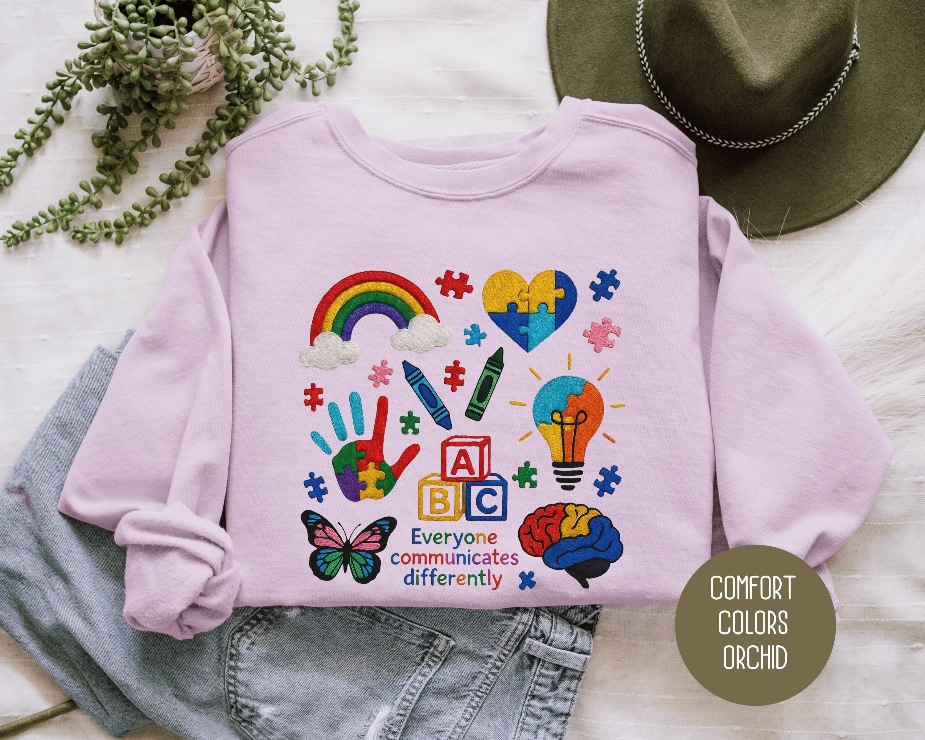 Autism Everyone Communicates Differently Comfort Colors Sweatshirt