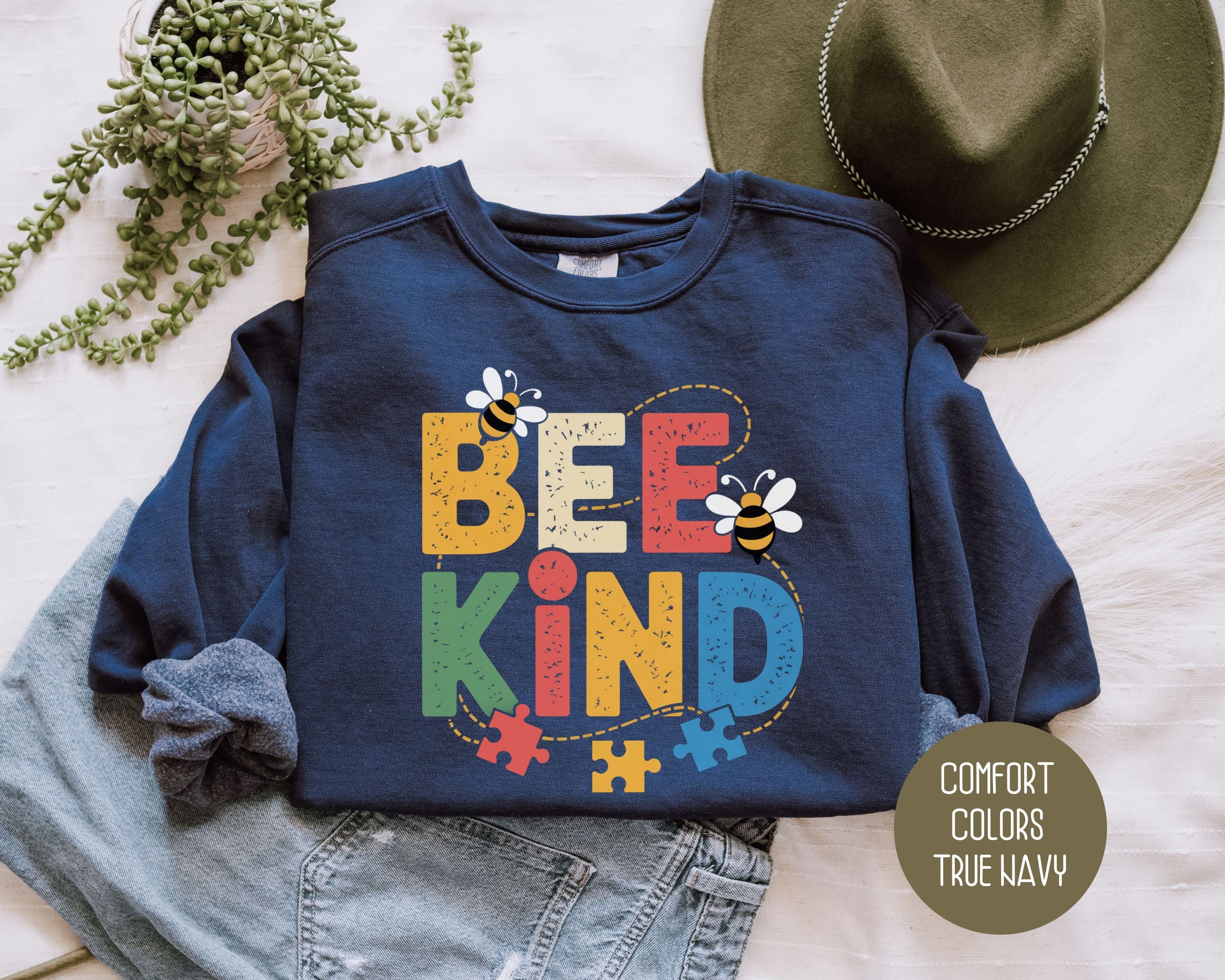 Bee Kind Autism Awareness Comfort Colors Sweatshirt